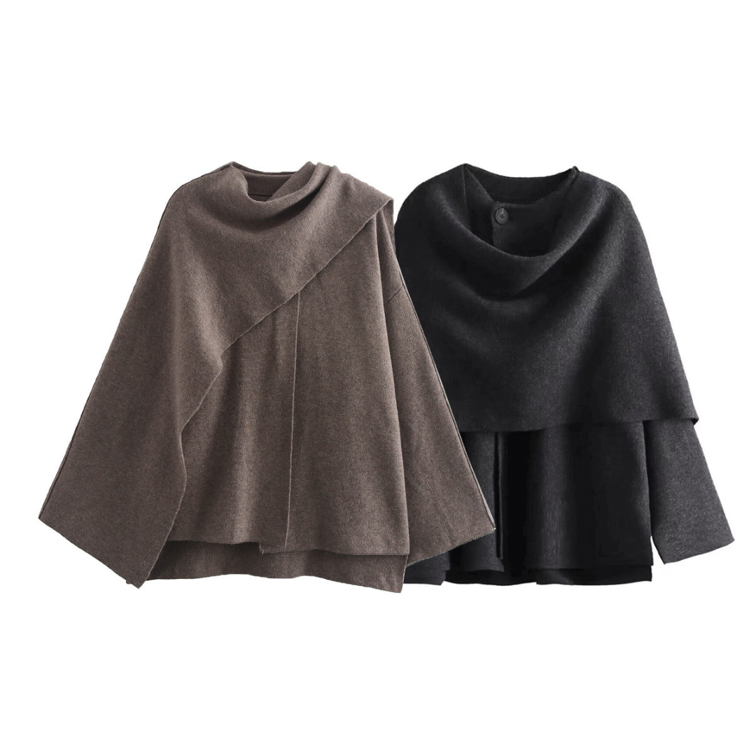 Isadora Structure Cape Coat - Stór Cape Mantel með lúxusbyggingu efni | Amsterdam Becker