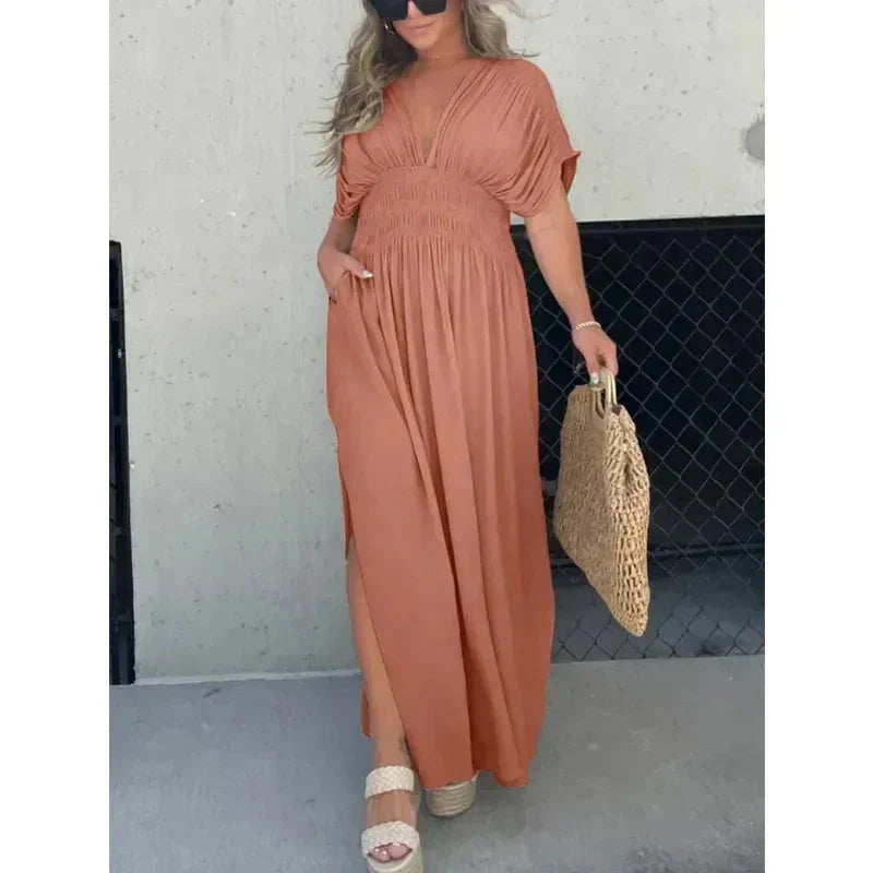 Luna Slit Maxi™ – V-Neck Maxi Dress with Side Slit | Becker's Amsterdam