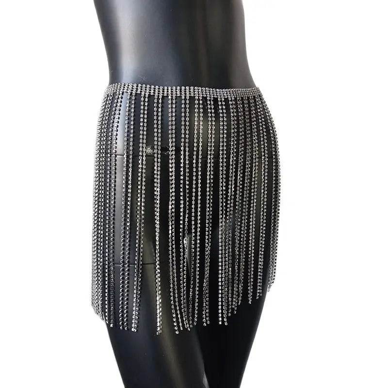 Becker's Amsterdam™- Braziliaanse Festival Kristalachtige Glitterende Mini Rok Met Kwastjes