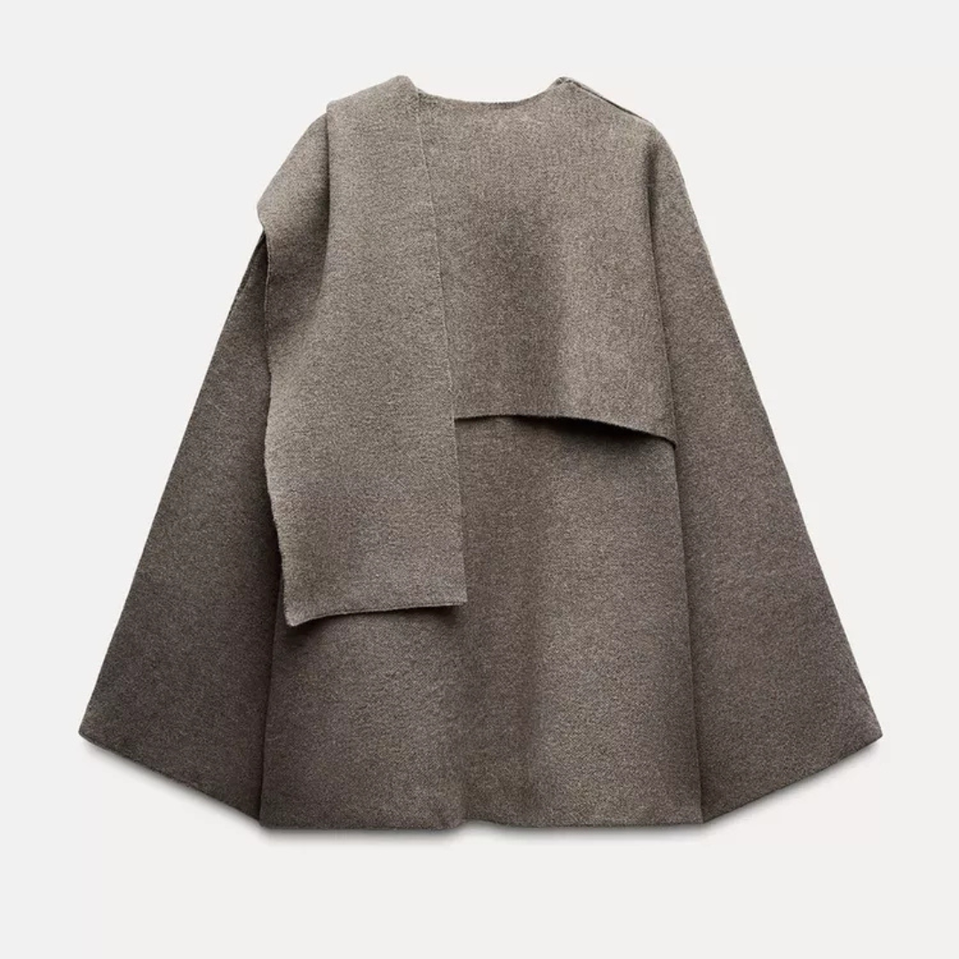 Isadora Structure Cape Coat - Stór Cape Mantel með lúxusbyggingu efni | Amsterdam Becker