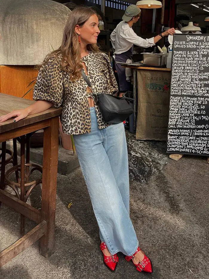 Marisol Stripe Puff Blouse - striped blouse with puffed sleeves & loose fit | Becker’s Amsterdam