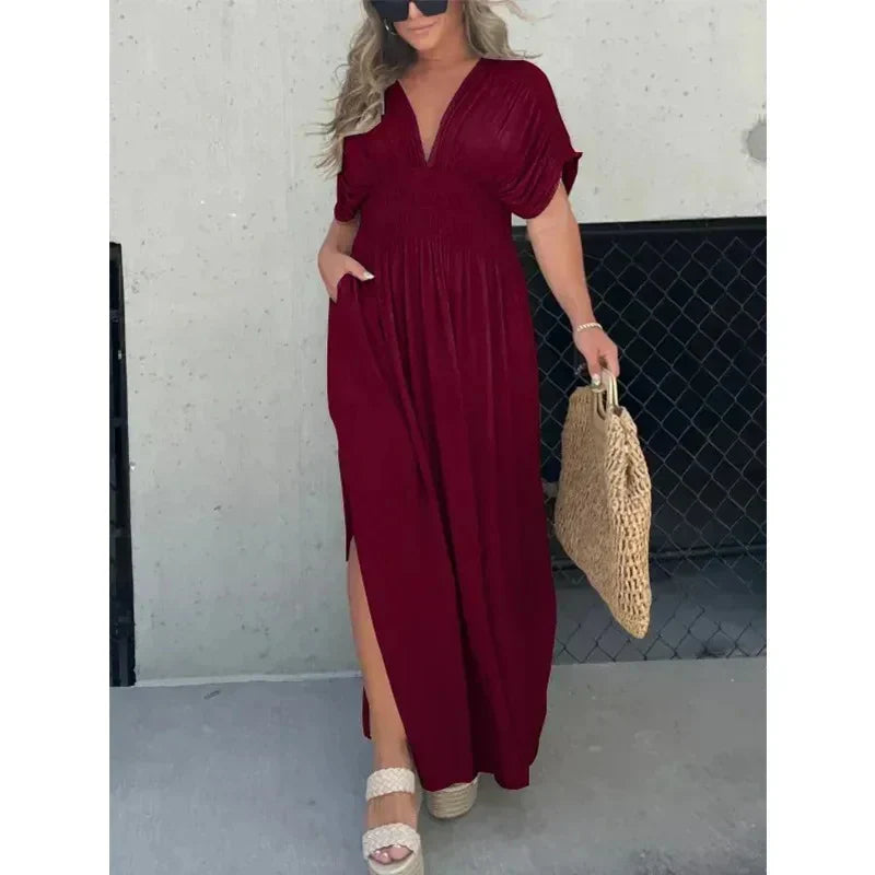 Luna Slit Maxi™ – V-Neck Maxi Dress with Side Slit | Becker's Amsterdam