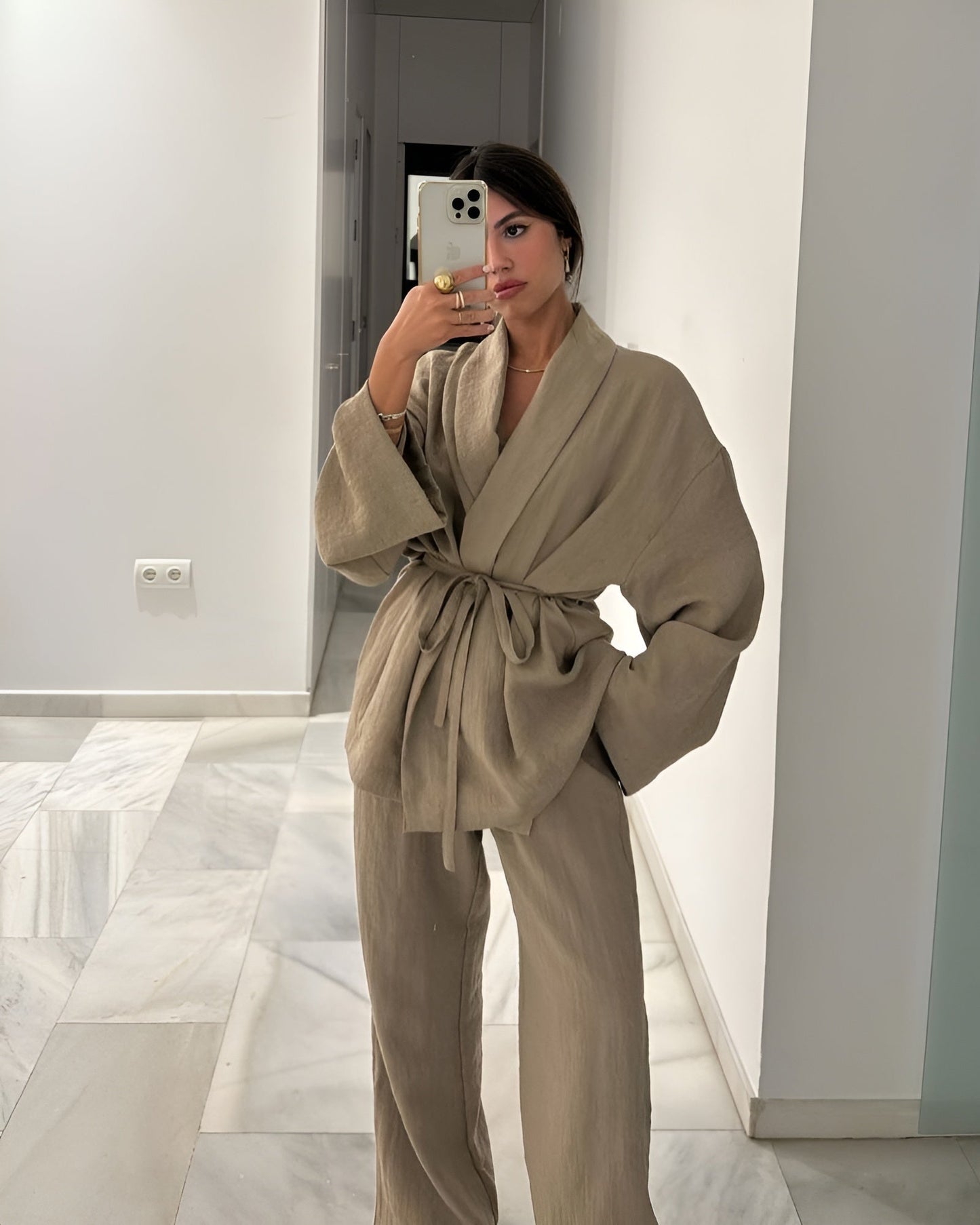 SOLEA stylish two -part linen set - airy Kimono & Broek | Becker’s Amsterdam