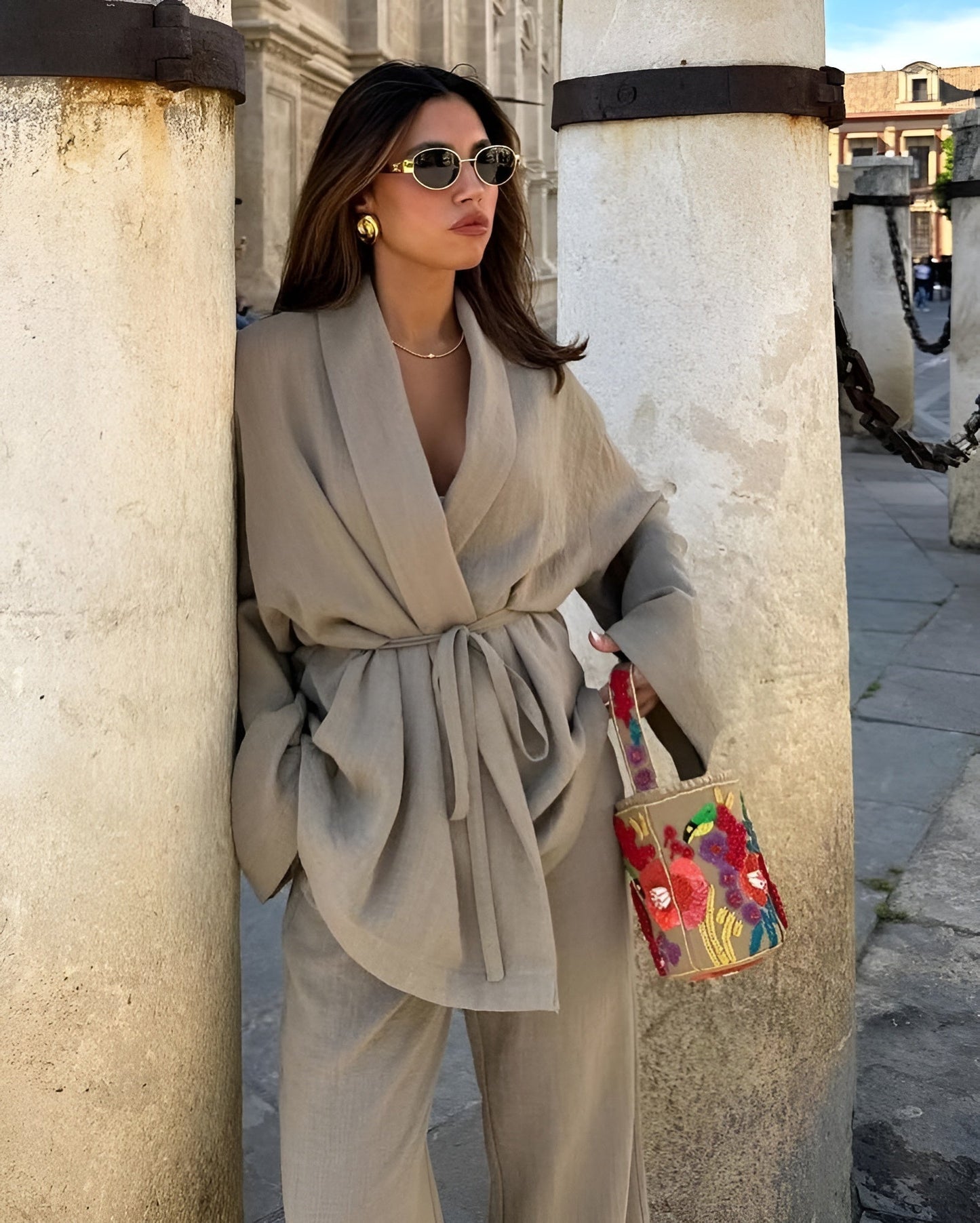 SOLEA stylish two -part linen set - airy Kimono & Broek | Becker’s Amsterdam