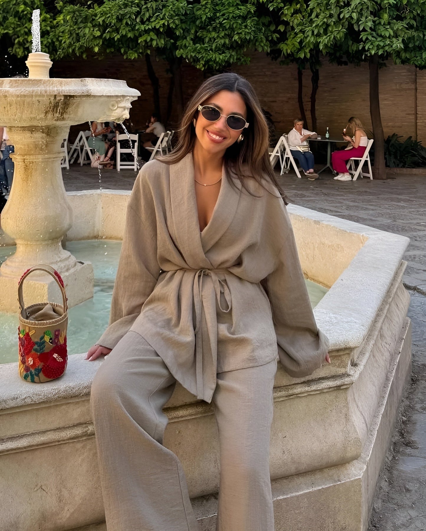 SOLEA stylish two -part linen set - airy Kimono & Broek | Becker’s Amsterdam