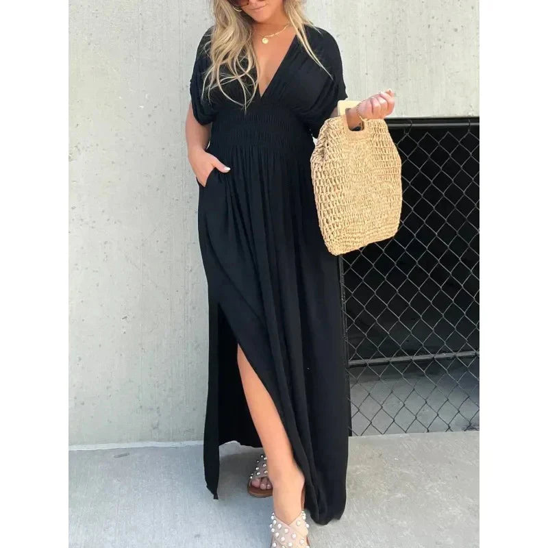 Luna Slit Maxi™ – V-Neck Maxi Dress with Side Slit | Becker's Amsterdam