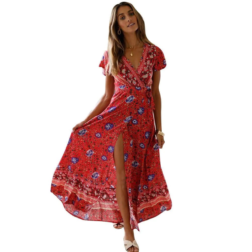 Becker's Amsterdam™ - Ibiza Zomerse Lange Bloemen Motief Jurk
