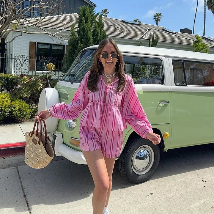 Alicante Pink Striped Beach Set