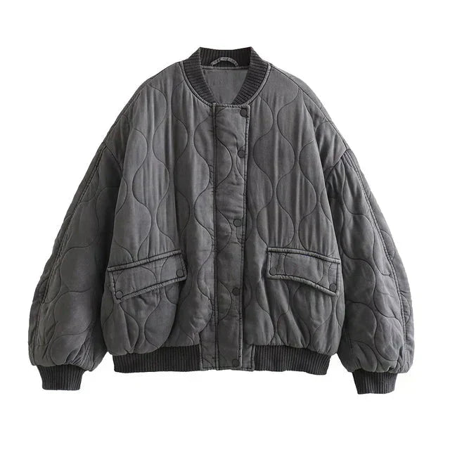 Dames Bomberjack - Gewatteerd Design - Ribboord Kraag - Casual Comfort Fit