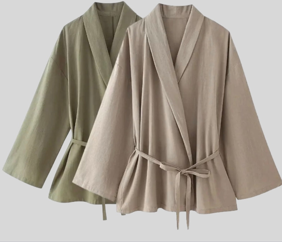SOLEA stylish two -part linen set - airy Kimono & Broek | Becker’s Amsterdam