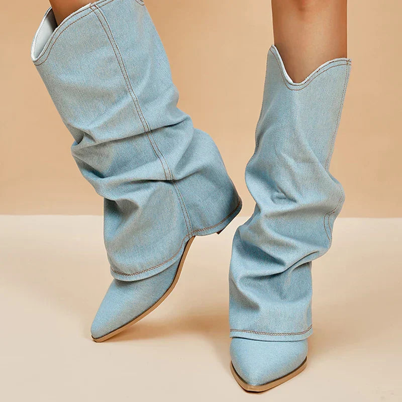 Jill Denim Icon Boot™ – Knee-High Boots with a Chunky Heel & Street-Chic Denim | Becker's Amsterdam