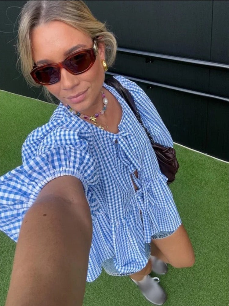 Marisol Stripe Puff Blouse - striped blouse with puffed sleeves & loose fit | Becker’s Amsterdam