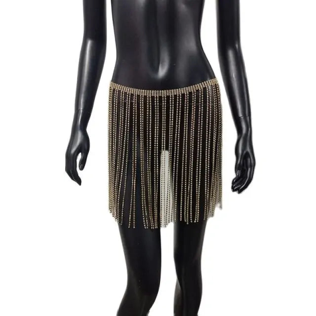 Becker's Amsterdam™- Braziliaanse Festival Kristalachtige Glitterende Mini Rok Met Kwastjes