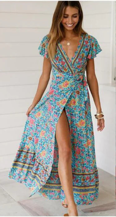 Becker's Amsterdam™ - Ibiza Zomerse Lange Bloemen Motief Jurk