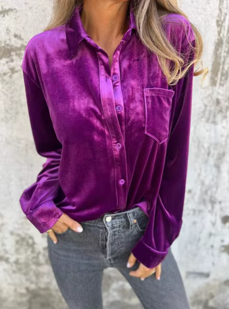 Velvet Elegance Blouse™ – Women's Velvet Blouse with Button Closure | Becker's Amsterdam