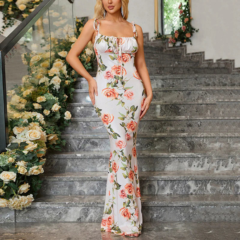 Abito elegante Puglia - Chiffon Midi con stampa floreale | Becker Amsterdam