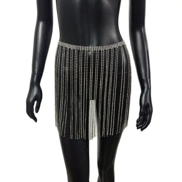 Becker's Amsterdam™- Braziliaanse Festival Kristalachtige Glitterende Mini Rok Met Kwastjes