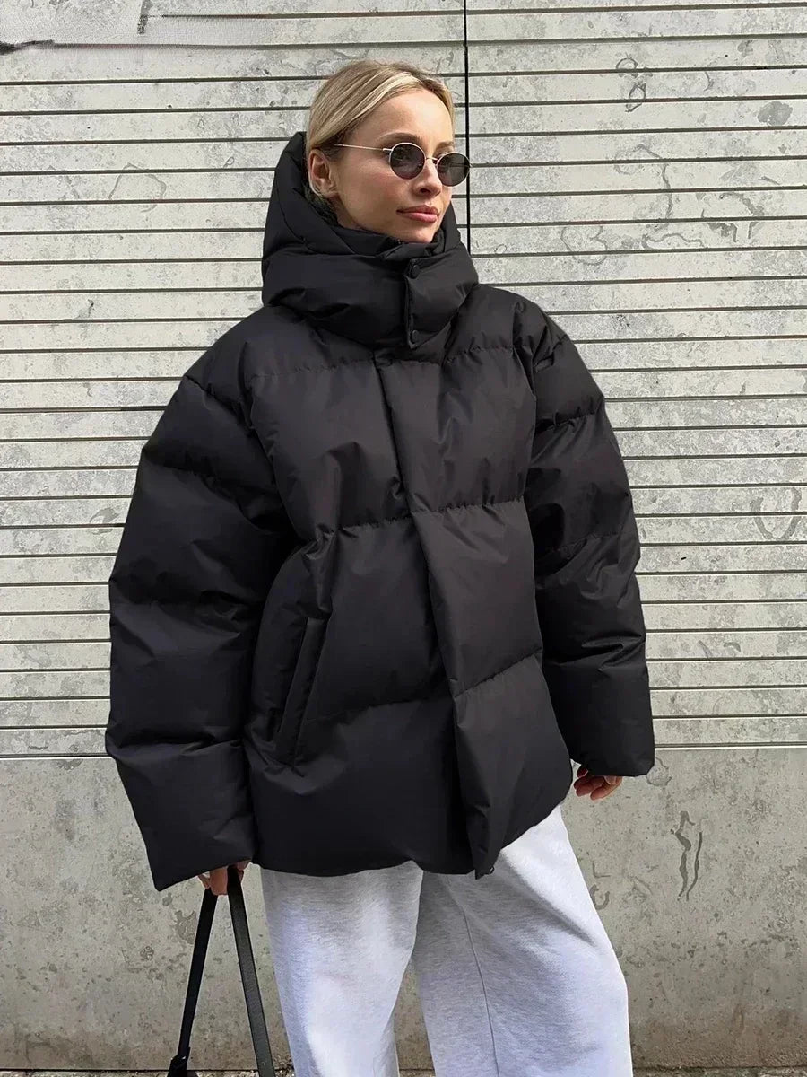 AMSTERDAM ™ de Becker - Aurora Agrupada acolchada Azul - Chaqueta de gran tamaño con clavos y cuello alto