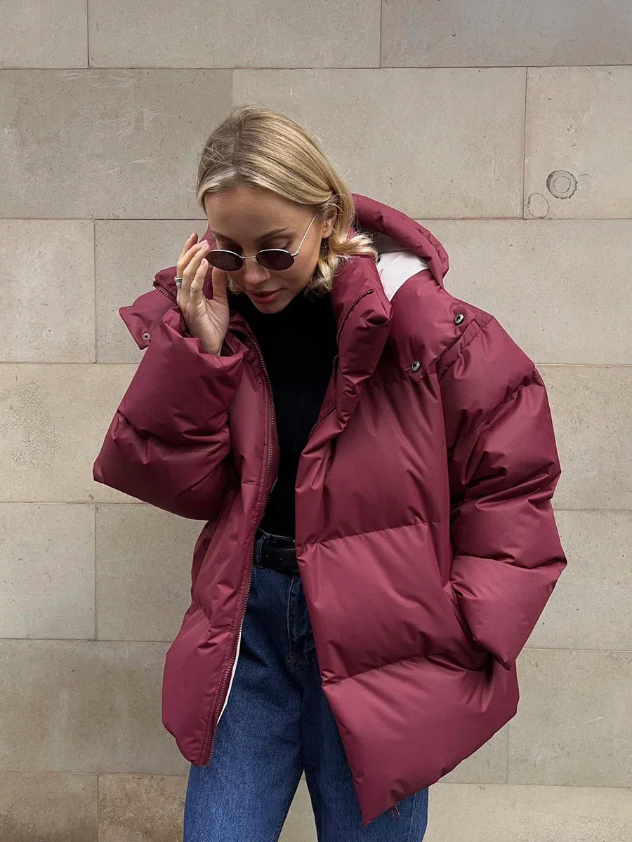 AMSTERDAM ™ de Becker - Aurora Agrupada acolchada Azul - Chaqueta de gran tamaño con clavos y cuello alto