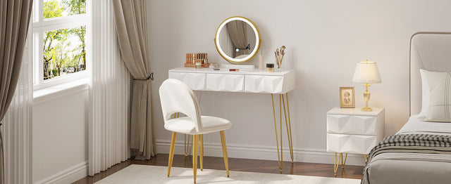 Becker's Amsterdam™ - Make-Up Tafel Driedelige Set Inclusief Tafel, Stoel & Spiegel