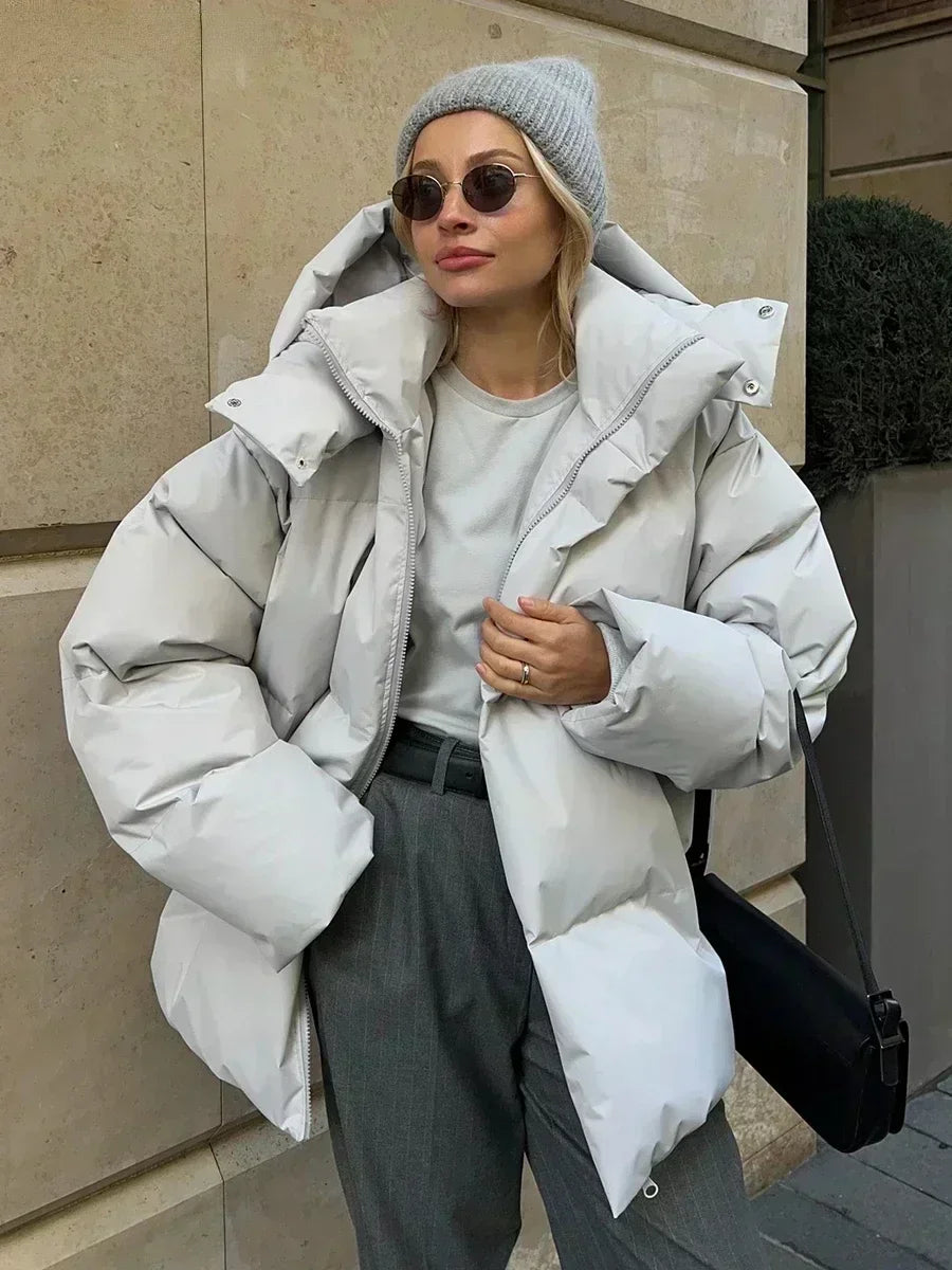 AMSTERDAM ™ de Becker - Aurora Agrupada acolchada Azul - Chaqueta de gran tamaño con clavos y cuello alto
