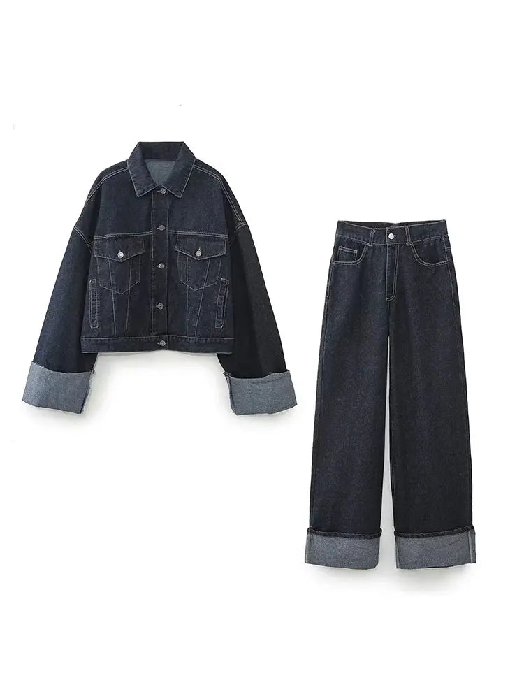 Bella Denim Co -ord -Trucker rilassato Jack & High -Waist Wide -Leg jeans | Becker Amsterdam