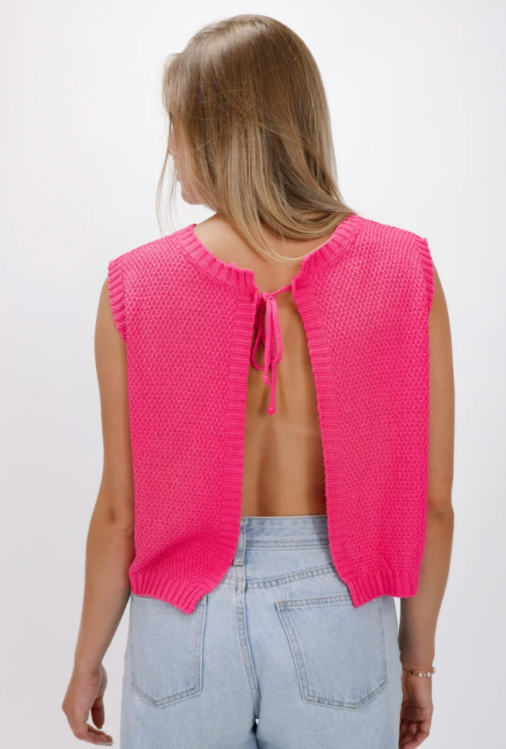 Stella Strik Knit Top - Sleeveless knitted top with open back & strike details | Becker’s Amsterdam