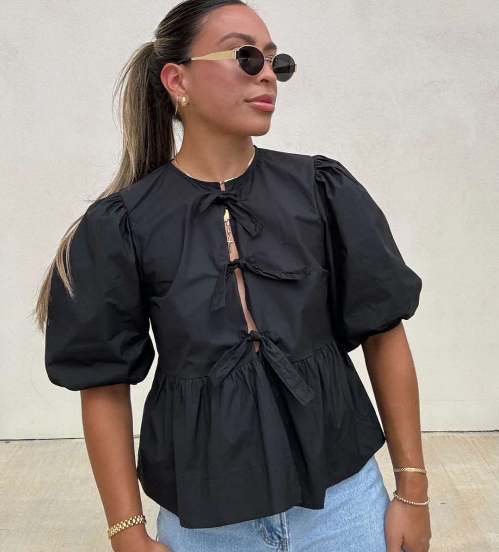 Marisol Stripe Puff Blouse - striped blouse with puffed sleeves & loose fit | Becker’s Amsterdam