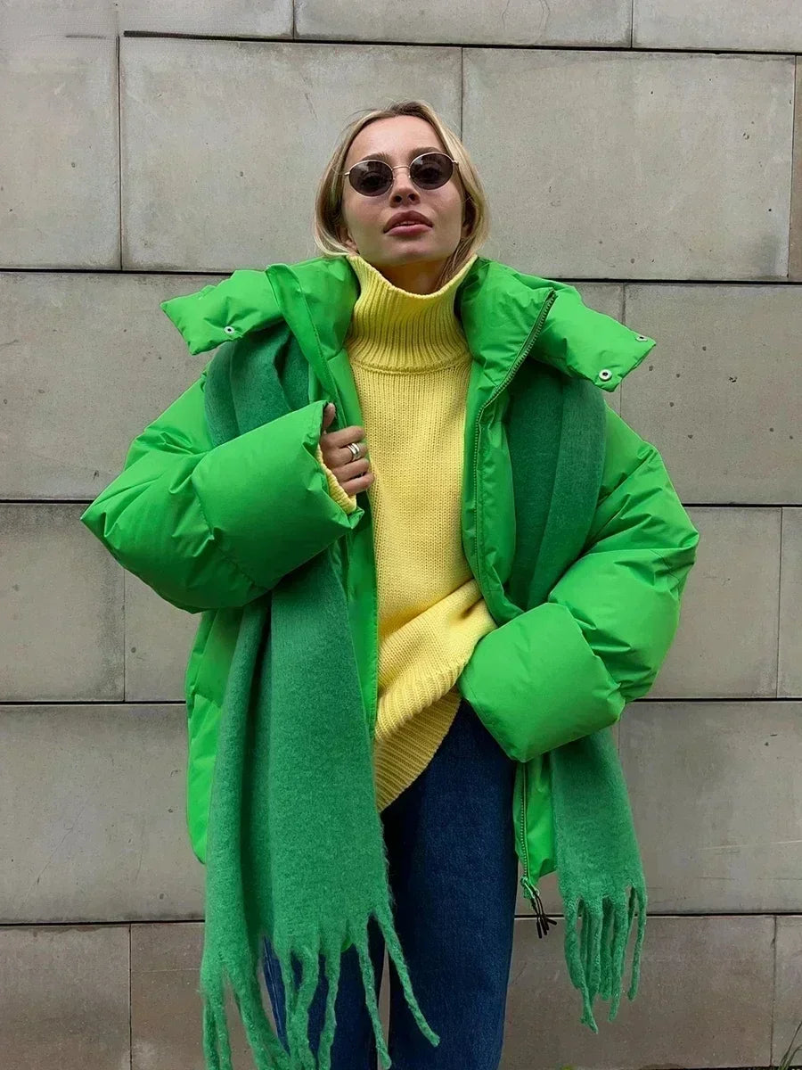 AMSTERDAM ™ de Becker - Aurora Agrupada acolchada Azul - Chaqueta de gran tamaño con clavos y cuello alto