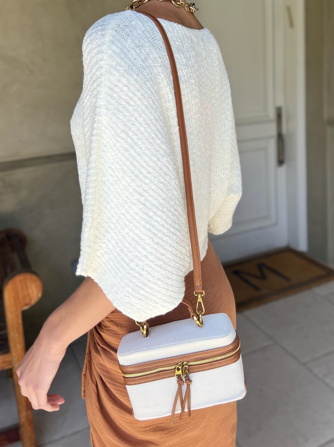 Stylische Crossbody Handtasche Damen - Stylisches Khaki