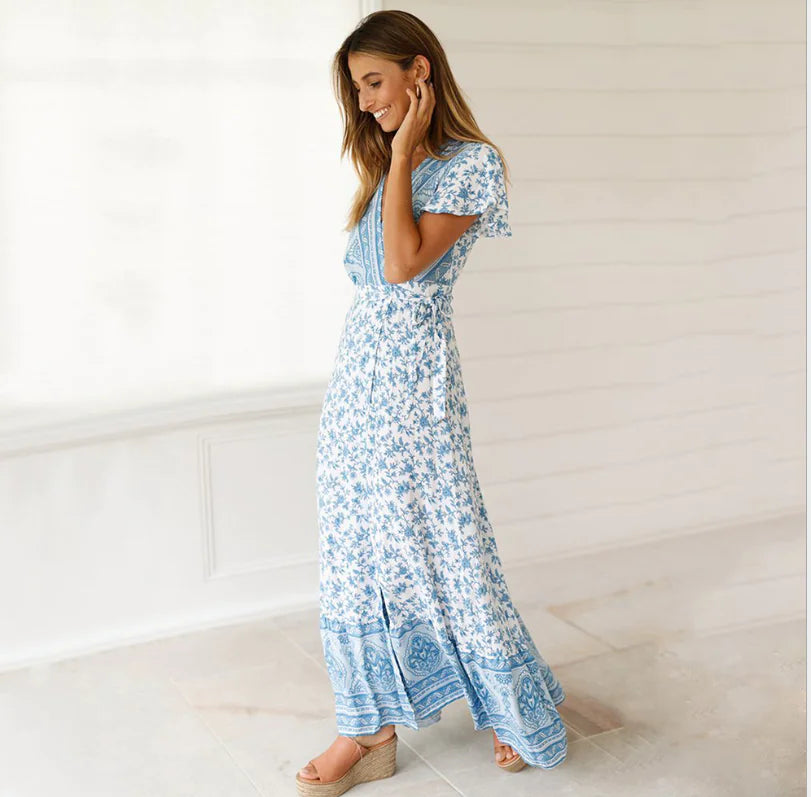 Becker's Amsterdam™ - Ibiza Zomerse Lange Bloemen Motief Jurk