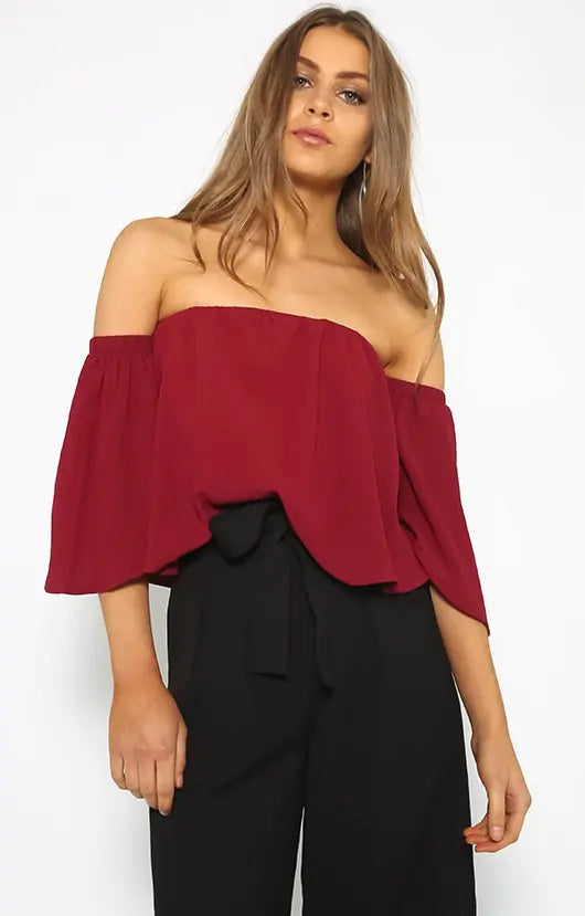 Becker's Amsterdam™ - Londen Off-Shoulder Gekreukelde Shirt Topje