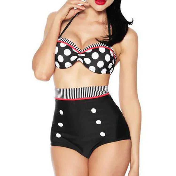 Becker's Amsterdam™ - Katwijk Retro bikinibadpak met hoge taille en stippen
