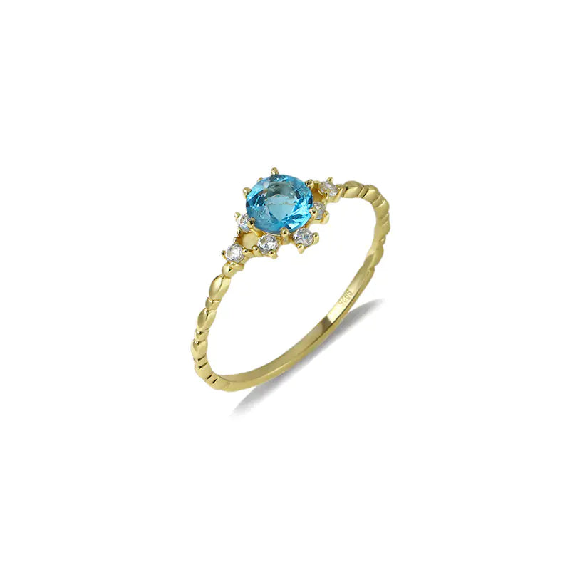 Becker's Amsterdam™ - Kaunas Sterling Zilveren 925 Natuurlijke Blauwe Topaas Zirkoon Ring voor Vrouwen