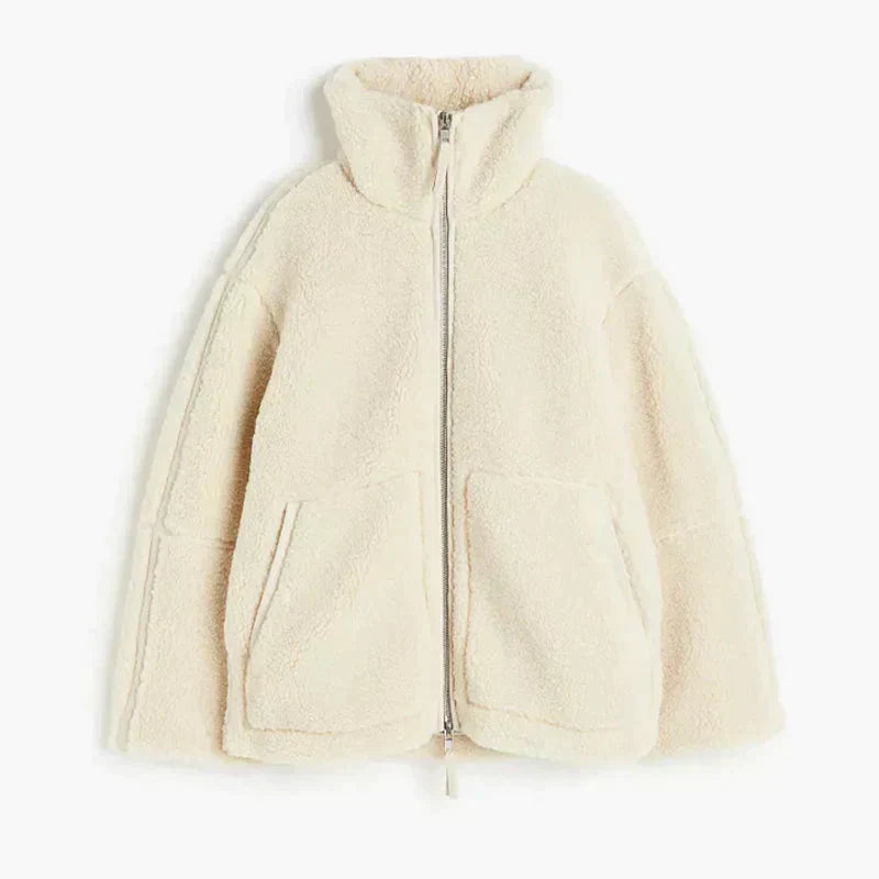 Celeste Luxe Teddy Giacca - Stile di shearling oversize con colletto e rits elevati | Becker Amsterdam