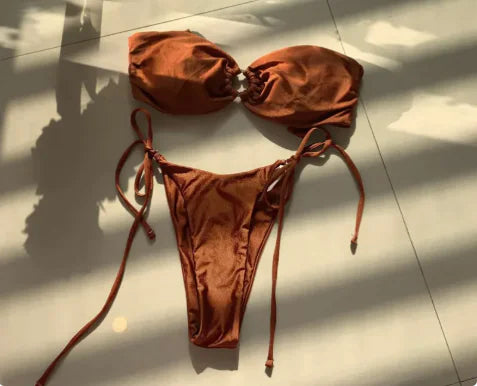 Set di bikini marrone dorato - lusso e comfort | Becker's Amsterdam