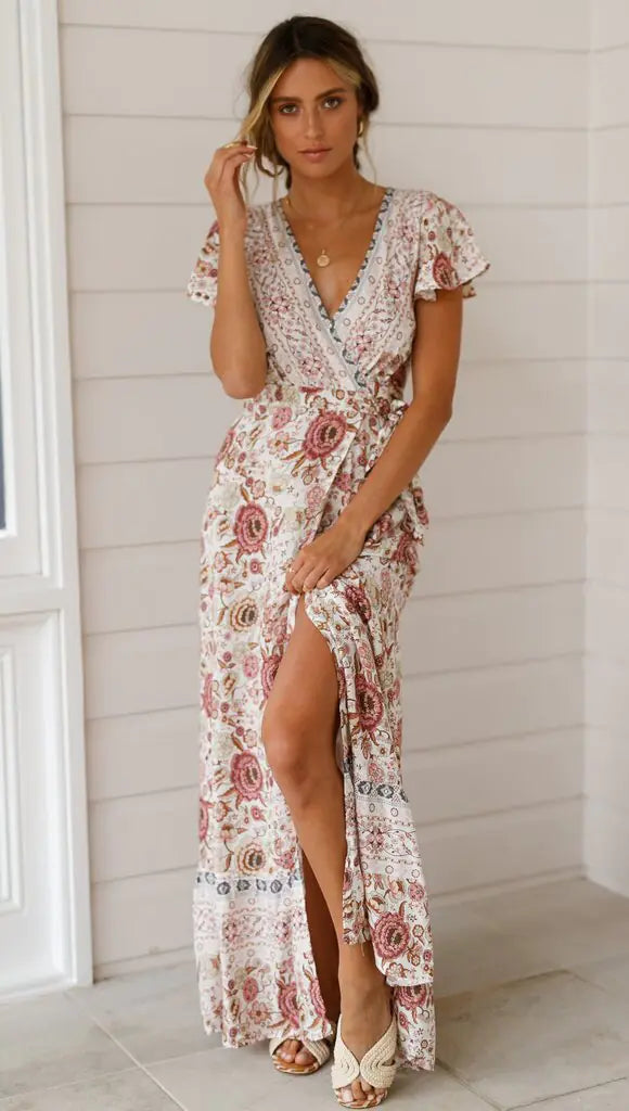 Becker's Amsterdam™ - Ibiza Zomerse Lange Bloemen Motief Jurk