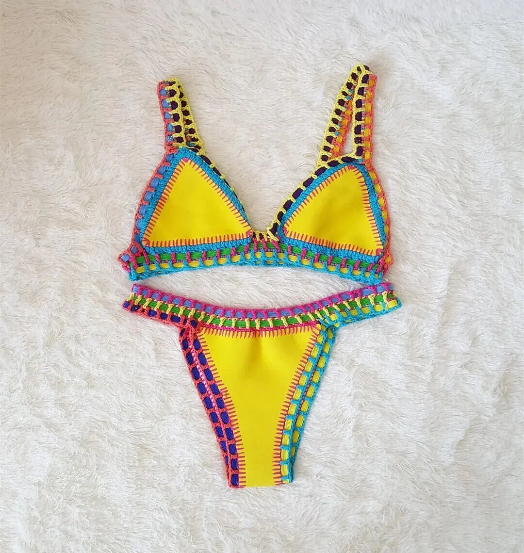 Set di triangoli all'uncinetto Boho - Bikinitop all'uncinetto e slip a bassa vita | Becker Amsterdam