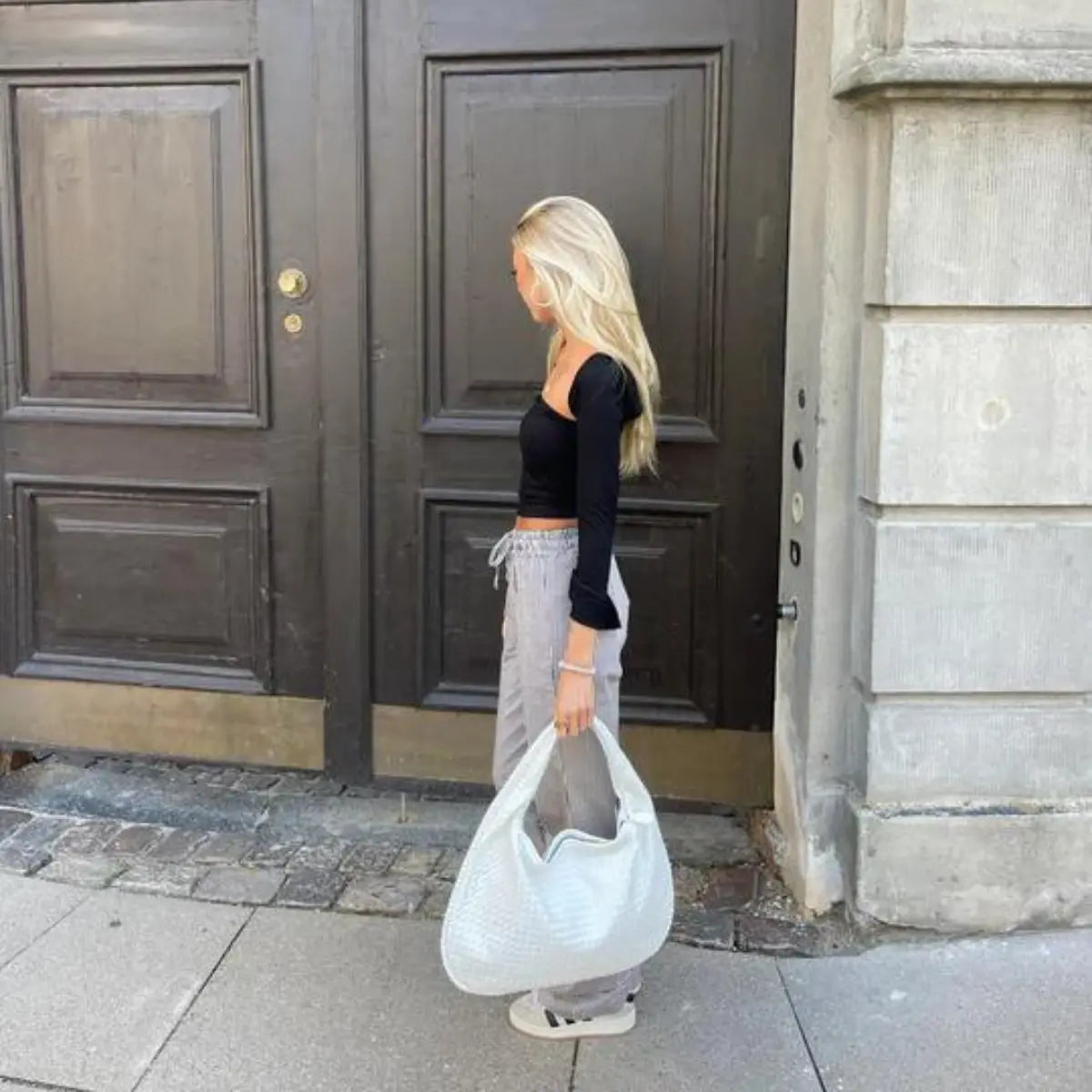 Becker's Amsterdam™ - Kopenhagen Geribbelde Witte Handtas - Ribbad Vit Handväska
