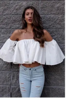 Becker's Amsterdam™ - Londen Off-Shoulder Gekreukelde Shirt Topje