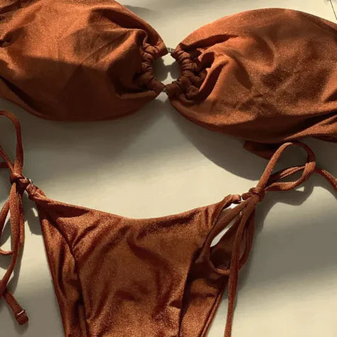 Set di bikini marrone dorato - lusso e comfort | Becker's Amsterdam