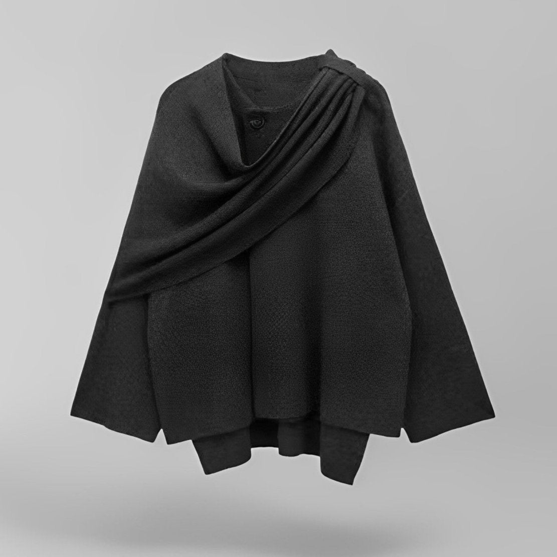 Isadora Structure Cape Coat - Stór Cape Mantel með lúxusbyggingu efni | Amsterdam Becker