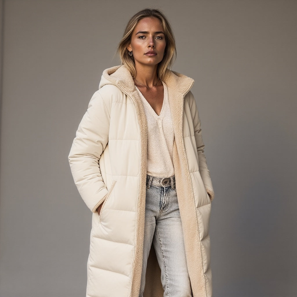 Nova™ Cozy Fleece – stijlvolle witte fleece jas voor dames