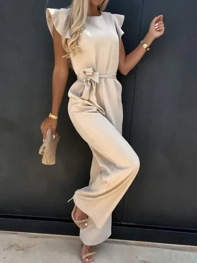 Beige Elegante Comfortabele Jumpsuit.