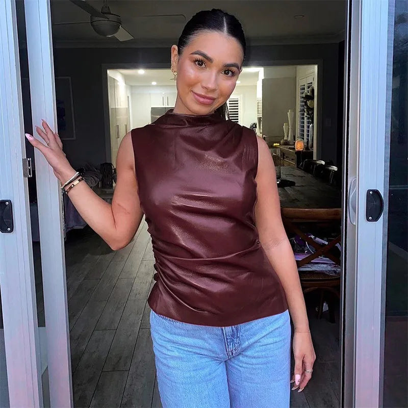 Xenia Vegan Leather Top™ – Luxury Vegan Leather Women's Top | Becker's Amsterdam