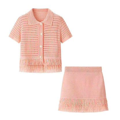 Lyna Co-ord Set – Crochet met Franjes en Minirok | Becker's Amsterdam