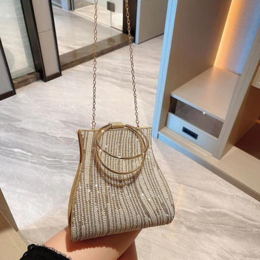 Becker's Amsterdam™ - Kristalkleurige Handtas Met Goudkleurige Ringband & Schouderband
