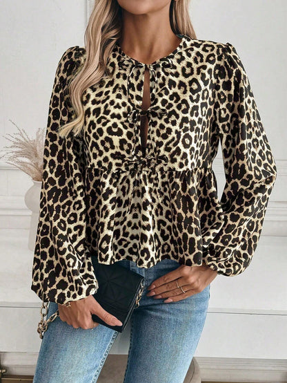 Leopard Print Women's Blouse with Bow Detail – Feminine, Striking &amp; Trend-Conscious