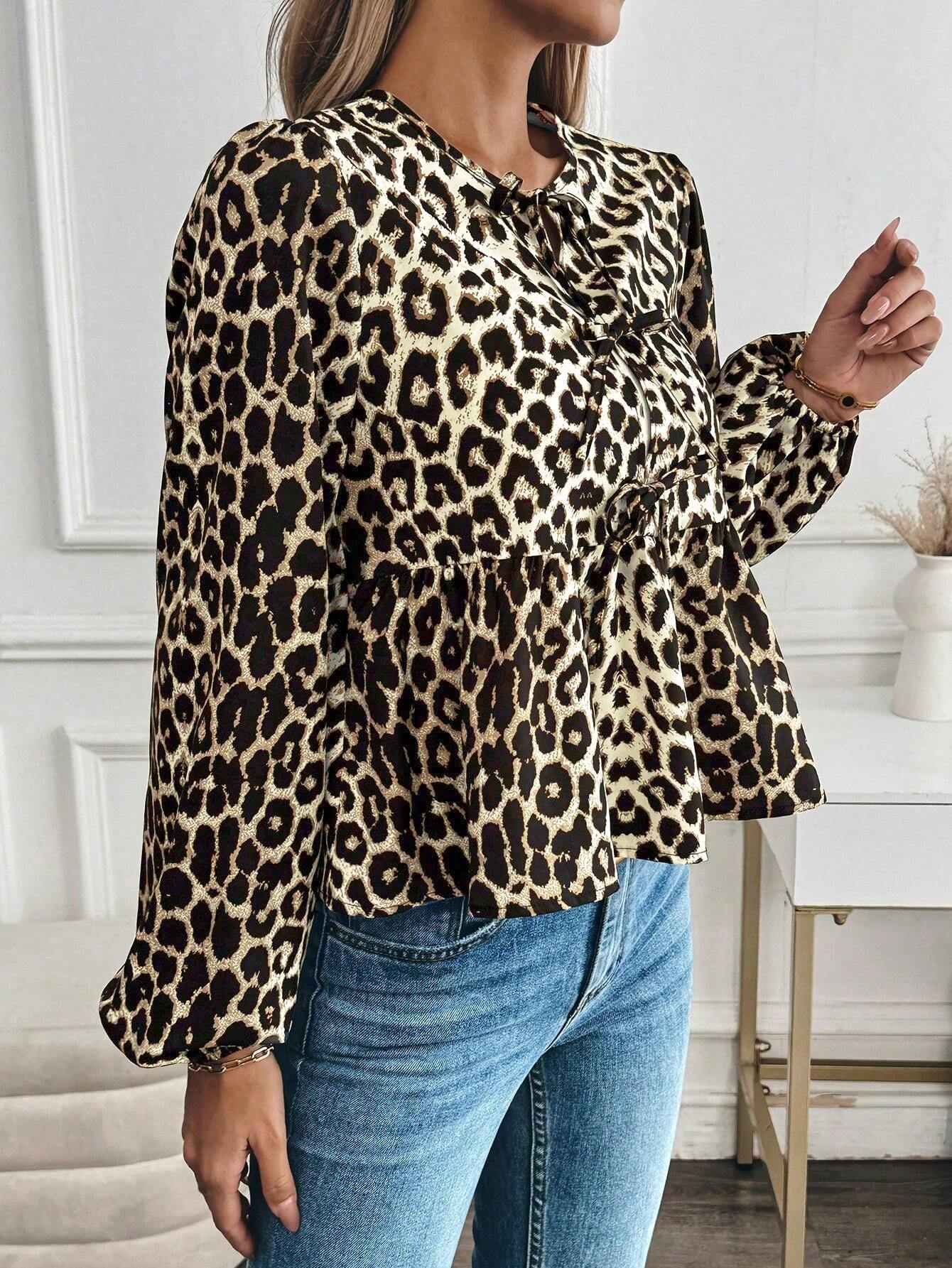 Leopard Print Women's Blouse with Bow Detail – Feminine, Striking &amp; Trend-Conscious