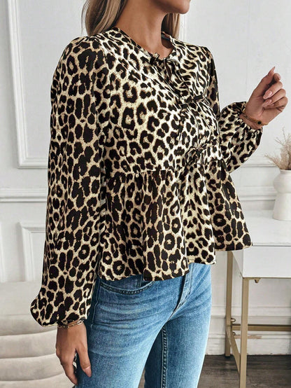 Leopard Print Women's Blouse with Bow Detail – Feminine, Striking &amp; Trend-Conscious